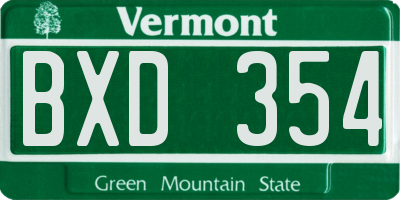 VT license plate BXD354