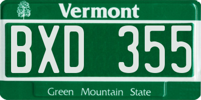 VT license plate BXD355