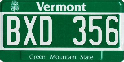 VT license plate BXD356