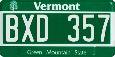 VT license plate BXD357
