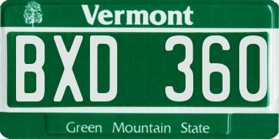 VT license plate BXD360