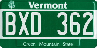 VT license plate BXD362