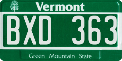 VT license plate BXD363