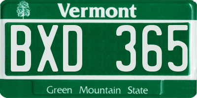 VT license plate BXD365