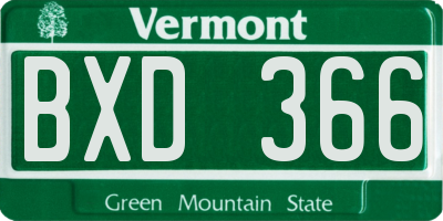 VT license plate BXD366