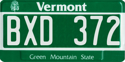 VT license plate BXD372