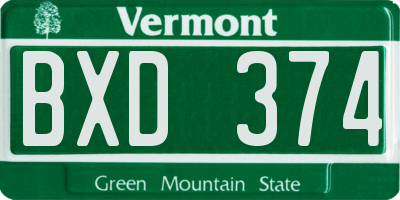 VT license plate BXD374