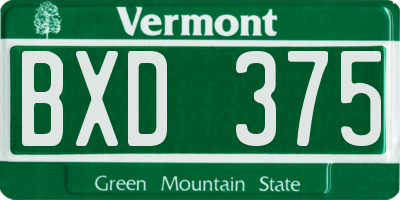 VT license plate BXD375