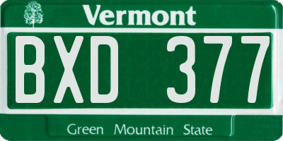 VT license plate BXD377