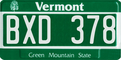 VT license plate BXD378