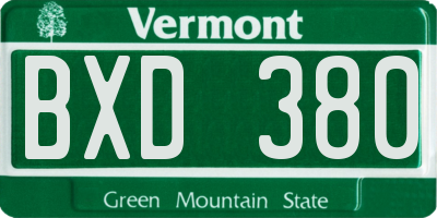 VT license plate BXD380