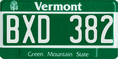 VT license plate BXD382