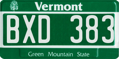 VT license plate BXD383