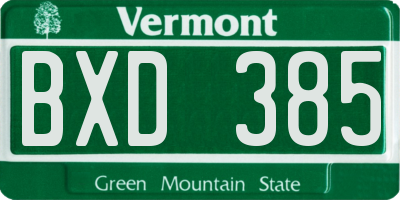 VT license plate BXD385