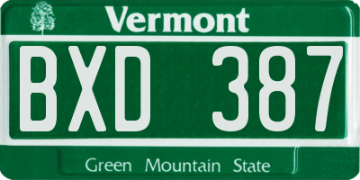 VT license plate BXD387