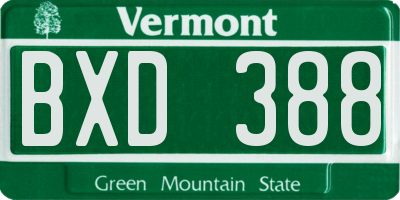 VT license plate BXD388
