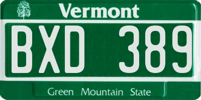 VT license plate BXD389
