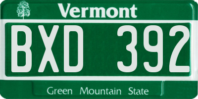 VT license plate BXD392