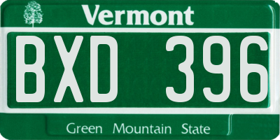 VT license plate BXD396