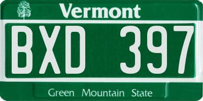 VT license plate BXD397