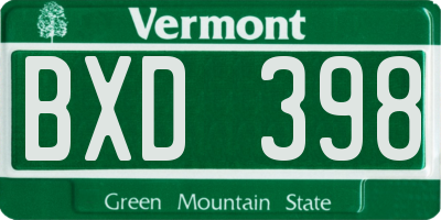 VT license plate BXD398
