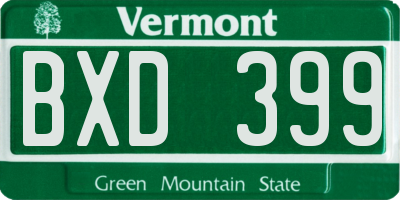 VT license plate BXD399