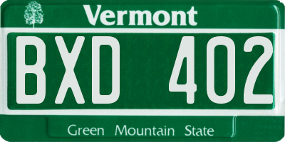 VT license plate BXD402