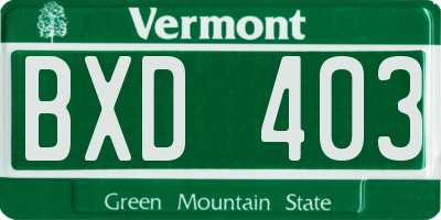 VT license plate BXD403