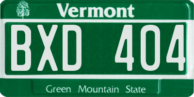 VT license plate BXD404