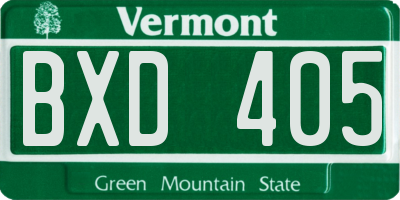 VT license plate BXD405