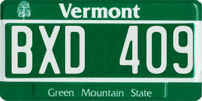 VT license plate BXD409