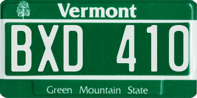 VT license plate BXD410