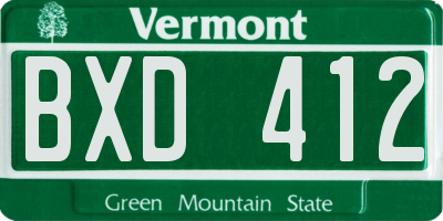 VT license plate BXD412