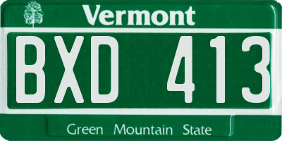 VT license plate BXD413