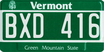 VT license plate BXD416