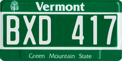 VT license plate BXD417