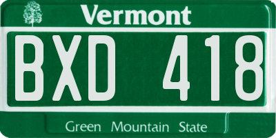 VT license plate BXD418