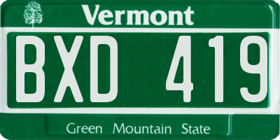 VT license plate BXD419