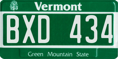 VT license plate BXD434