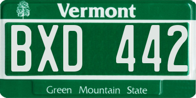 VT license plate BXD442