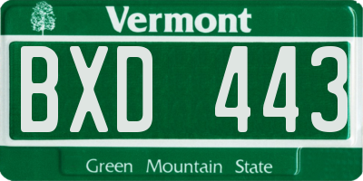 VT license plate BXD443