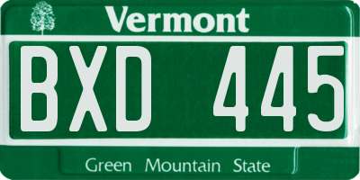 VT license plate BXD445