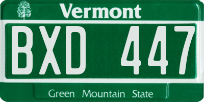 VT license plate BXD447