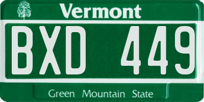 VT license plate BXD449