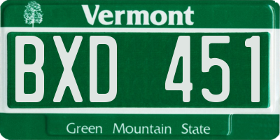 VT license plate BXD451