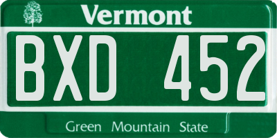 VT license plate BXD452