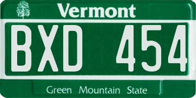 VT license plate BXD454
