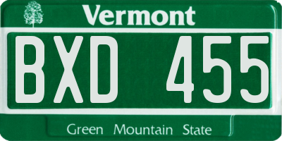 VT license plate BXD455