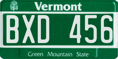 VT license plate BXD456