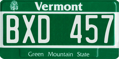 VT license plate BXD457